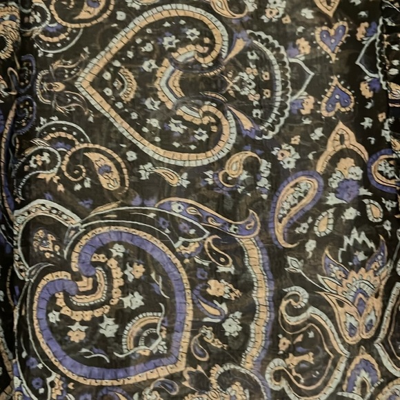 Joie Sheer Blouse with Buttons and Tie Paisley Medium - Picture 3 of 5